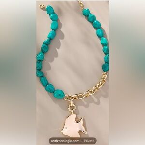 Anthropologie Turquoise Beaded Cluster Charm Necklace